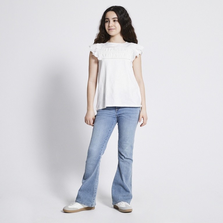 Broderie Frill Top "Kira" Off white